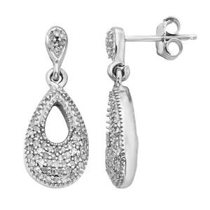 Jewelexcess Sterling Silver 1/4-ct. T.W. Diamond Teardrop Earrings, Women's, White