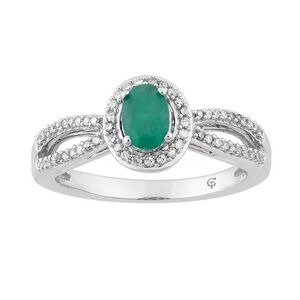 Unbranded 10k White Gold Emerald & 1/5 Carat T.W. Diamond Halo Ring, Women's, Size: 8, Green