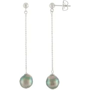 Unbranded Sterling Silver Tahitian Cultured Pearl Dangle Earrings, Women's, Black