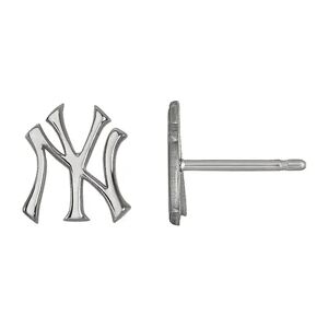 LogoArt Sterling Silver New York Yankees Stud Earrings, Women's, Size: 9 mm