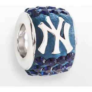 LogoArt New York Yankees Sterling Silver Crystal Logo Bead, Women's, Blue