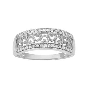 Unbranded Sterling Silver 1/4 Carat T.W. Diamond Heart Promise Ring, Women's, Size: 8, White