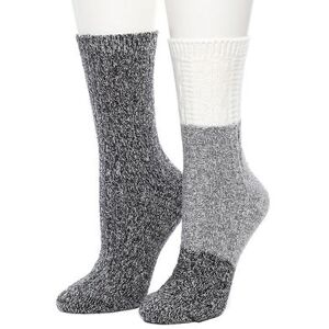 Cuddl Duds Women's Cuddl Duds 2 Pair Pack Colorblock Cable Rib Crew Socks, Size: 9-11, Black