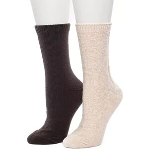 Cuddl Duds Women's Cuddl Duds 2-Pack Plushfill* Diamond Cabled Spacedye Crew Socks, Size: 9-11, Grey