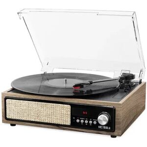Victrola 3-in-1 Bluetooth Record Player with Built-in Speakers, Brown