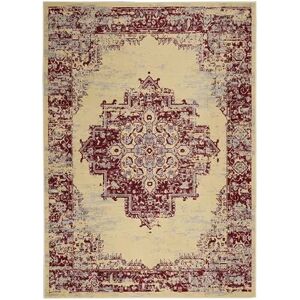 Nourison Grafix Distressed Vintage Medallion Rug, White, 7X10 Ft