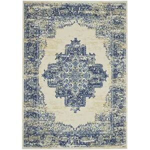 Nourison Grafix Distressed Vintage Medallion Rug, White, 7X10 Ft
