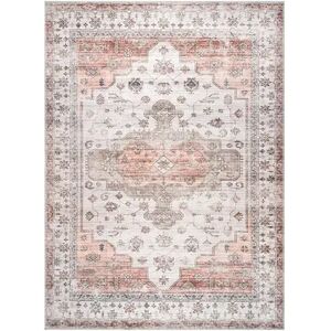 nuLOOM Banks Machine Washable Faded Vintage Rug, Beig/Green, 4X6 Ft