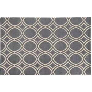 Pantone UNIVERSE Optic Carved Circle Lattice Wool Rug, Grey, 5X8 Ft