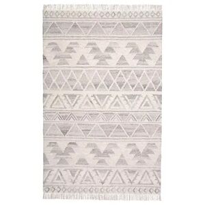 Weave & Wander Bray Vintage Boho Flatwoven Fringe Rug, White, 5X8 Ft