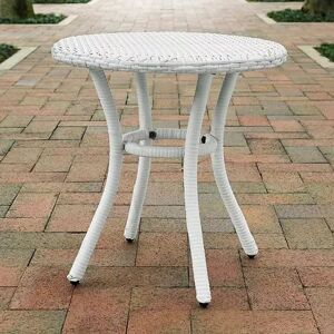 Crosley Furniture Palm Harbor Faux Wicker Round End Table, White