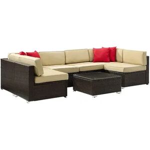 Crosley Furniture Sea Island 7-Piece Wicker Sectional Set, Brown