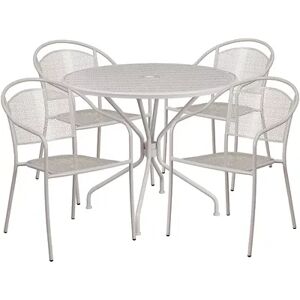 Flash Furniture Commercial Indoor / Outdoor Patio Table & Round Back Chair 5-piece Set, Grey