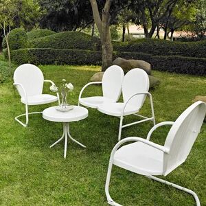 Crosley Furniture Griffith 4-Piece Metal Outdoor Conversation Seating Set, White