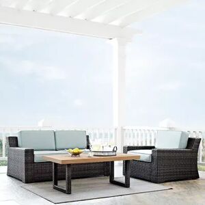 Crosley Furniture Beaufort Patio Loveseat, Chair & Coffee Table 3-piece Set, Green