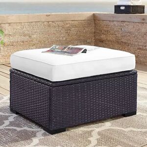 Crosley Furniture Biscayne Patio Wicker Ottoman, White