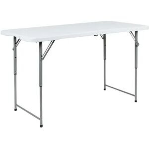 Emma+Oliver Emma and Oliver 4-Foot Height Adjustable Bi-Fold Granite White Plastic Folding Tables