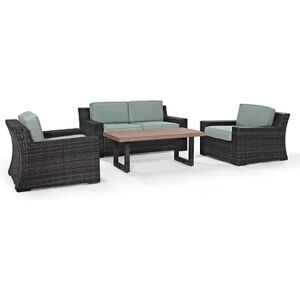 Crosley Furniture Beaufort Patio Loveseat, Chair & Coffee Table 4-piece Set, Green