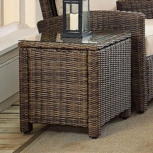 Crosley Furniture Bradenton Faux Wicker End Table, Brown