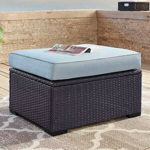 Crosley Furniture Biscayne Patio Wicker Ottoman, Green