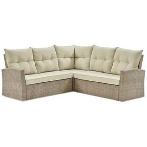 Alaterre Furniture Canaan Wicker Outdoor Sectional Couch, Brown