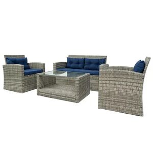 Dukap Terrazzo All-Weather Wicker Patio Seating 4-piece Set, Grey