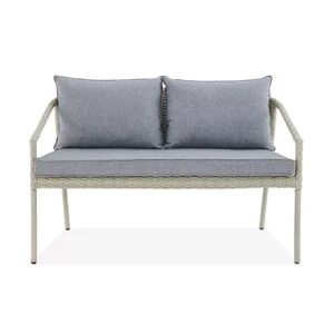 Alaterre Furniture Windham All-Weather Wicker Outdoor Loveseat Bench, Grey