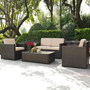 Crosley Furniture Palm Harbor Patio Loveseat & Arm Chair 3-piece Set, Brown