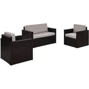 Crosley Furniture Palm Harbor Patio Loveseat & Arm Chair 3-piece Set, Grey