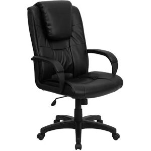 Emma+Oliver Emma and Oliver High Back Black LeatherSoft Oversized Headrest Executive Swivel Office Chair, Grey