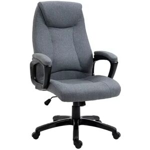 Vinsetto Ergonomic Home Office Chair Desk Computer Chair with 360 degree Swivel Adjustable Height Linen Fabric Padded Armrests and headrest Grey