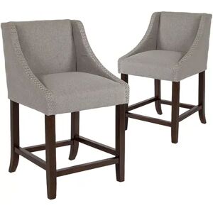 Flash Furniture Carmel Series 24-in. High Transitional Walnut Counter-Height Stool 2-Piece Set, Grey