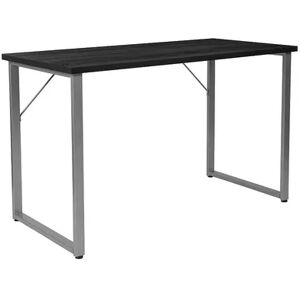 Emma+Oliver Emma and Oliver Black Finish Computer Desk with Silver Metal Frame, Grey