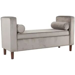 HomePop Rimo Velvet Storage Bench, Grey