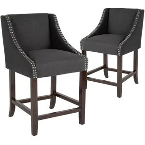 Flash Furniture Carmel Series 24-in. High Transitional Walnut Counter-Height Stool 2-Piece Set, Black