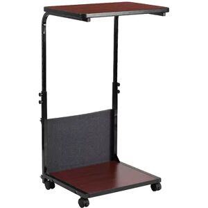 Flash Furniture Mobile Sit-Down & Stand-Up Mahogany Computer Ergonomic Desk with Removable Pouch, Brown