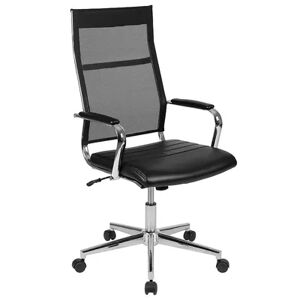 Emma+Oliver Emma and Oliver High Back Black Mesh Executive Swivel Office Chair with LeatherSoft Seat, Grey