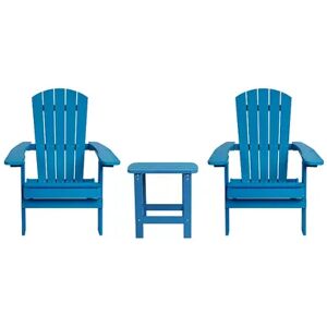 Flash Furniture Charlestown Folding All-Weather Adirondack Chair & End Table 3-piece Set, Blue