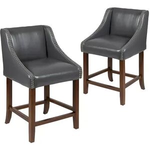 Flash Furniture Carmel Series 24-in. High Transitional Walnut Counter-Height Stool 2-Piece Set, Grey