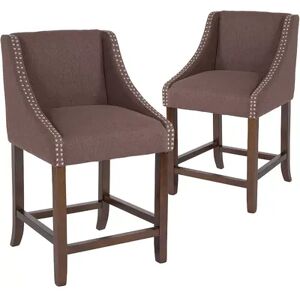 Flash Furniture Carmel Series 24-in. High Transitional Walnut Counter-Height Stool 2-Piece Set, Brown