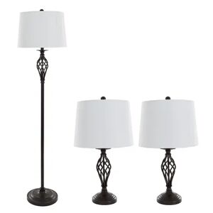 Portsmouth Home Spiral Table Lamp & Floor Lamp 3-piece Set, Black