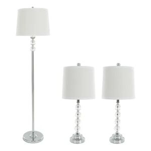 Portsmouth Home Faceted Glass Table Lamp & Floor Lamp 3-piece Set, Multicolor