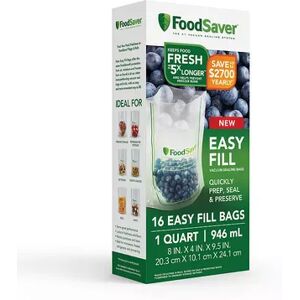 FoodSaver Easy Fill 1-qt. Reusable Vacuum Sealer Bags - 16-Count, Multicolor
