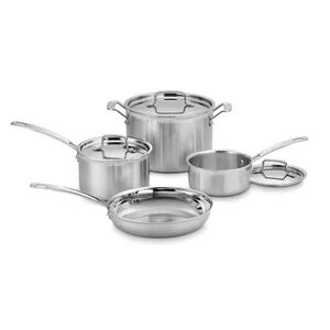 Cuisinart 7 pc. MultiClad Pro Triple Ply Stainless Steel Cookware Set, Grey