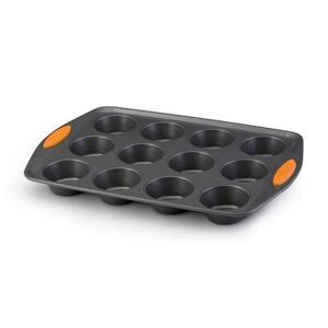 Rachael Ray Yum-o! Bakeware Oven Lovin' Nonstick Muffin and Cupcake Pan, 12-Cup, Orange, 12 CUP