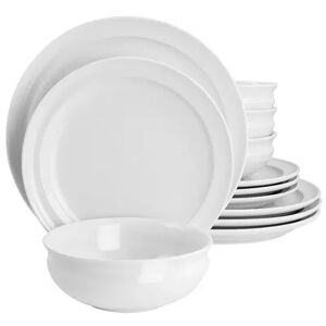 Martha Stewart 12 Piece Fine Ceramic Dinnerware Set in White