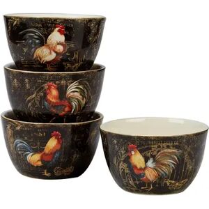 Certified International Gilded Rooster 4-piece Ice Cream Bowl Set, Multicolor