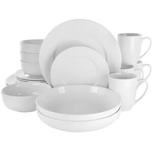 Elama Maisy 18 Piece Round Porcelain Dinnerware Set in White