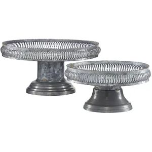 Stella & Eve Galvanized Metal Cake Stand 2-piece Set, Grey