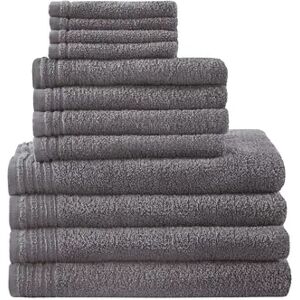 510 Design 12-piece Big Bundle Antimicrobial Cotton Bath Towel Set, Grey, 12 PK